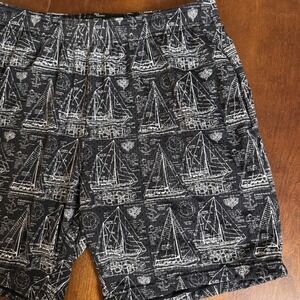 Nice Laundry Lounge Shorts Men Large Black Sailboat Blueprint Excellent Mesh 6in